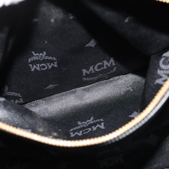 MCM Studs Tote Bag Leather Black Gold Auth 126948