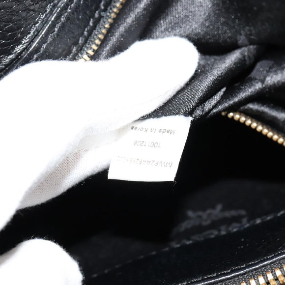 MCM Studs Tote Bag Leather Black Gold Auth 126948