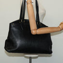 MCM Studs Tote Bag Leather Black Gold Auth 126948-23