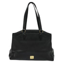 MCM Studs Tote Bag Leather Black Gold Auth 126948-2