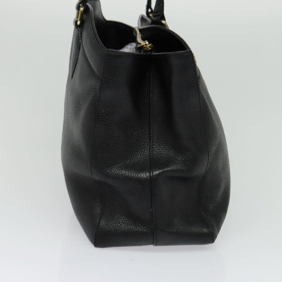 MCM Studs Tote Bag Leather Black Gold Auth 126948