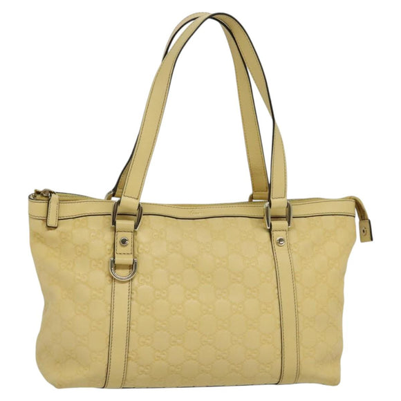 GUCCI GG Canvas Guccissima Abbey Tote Bag Leather Yellow Gold 141470 Auth 126950