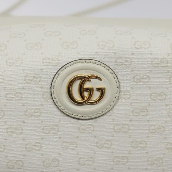 GUCCI Micro GG Supreme Shoulder Bag PVC White Gold 564580 Auth 126953