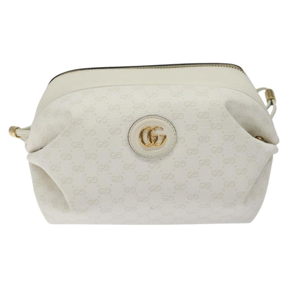GUCCI Micro GG Supreme Shoulder Bag PVC White Gold 564580 Auth 126953