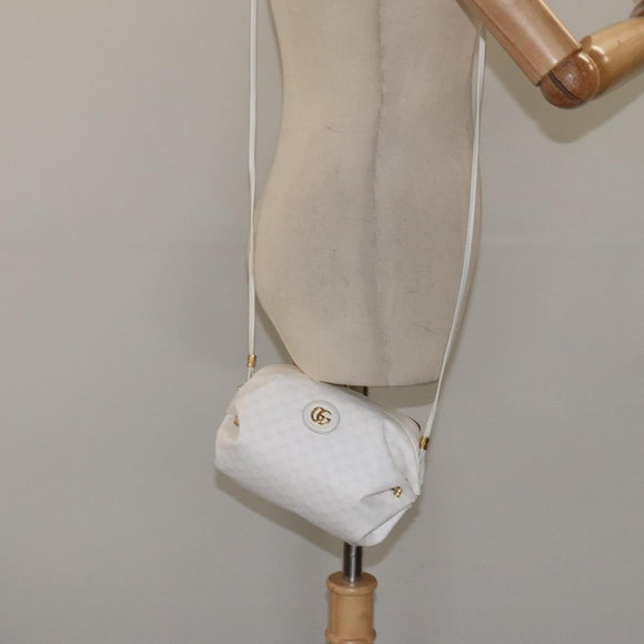 GUCCI Micro GG Supreme Shoulder Bag PVC White Gold 564580 Auth 126953