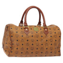 MCM Logogram Vicetos Boston Bag PVC Leather 2way Brown Gold Auth 126956-1