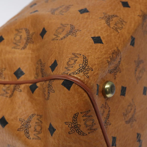 MCM Logogram Vicetos Boston Bag PVC Leather 2way Brown Gold Auth 126956