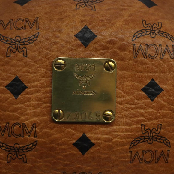 MCM Logogram Vicetos Boston Bag PVC Leather 2way Brown Gold Auth 126956