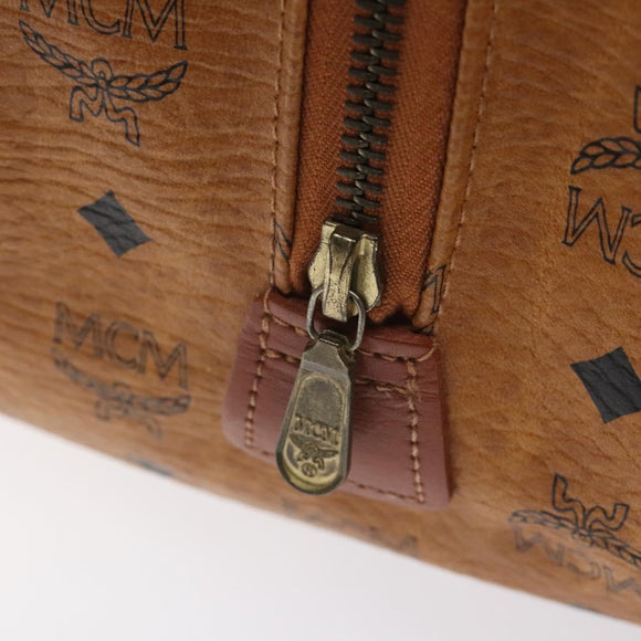 MCM Logogram Vicetos Boston Bag PVC Leather 2way Brown Gold Auth 126956