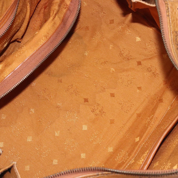 MCM Logogram Vicetos Boston Bag PVC Leather 2way Brown Gold Auth 126956