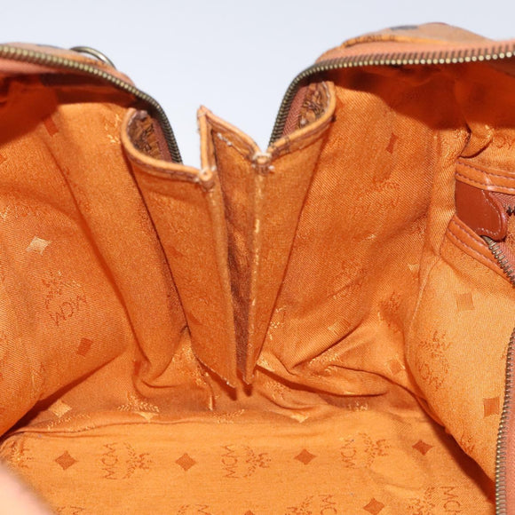 MCM Logogram Vicetos Boston Bag PVC Leather 2way Brown Gold Auth 126956