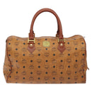 MCM Logogram Vicetos Boston Bag PVC Leather 2way Brown Gold Auth 126956-2