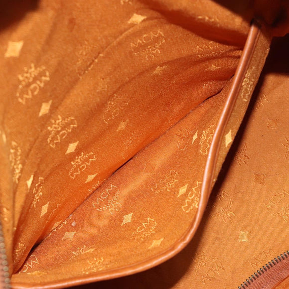 MCM Logogram Vicetos Boston Bag PVC Leather 2way Brown Gold Auth 126956