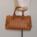 MCM Logogram Vicetos Boston Bag PVC Leather 2way Brown Gold Auth 126956-22