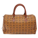 MCM Logogram Vicetos Boston Bag PVC Leather 2way Brown Gold Auth 126956-3