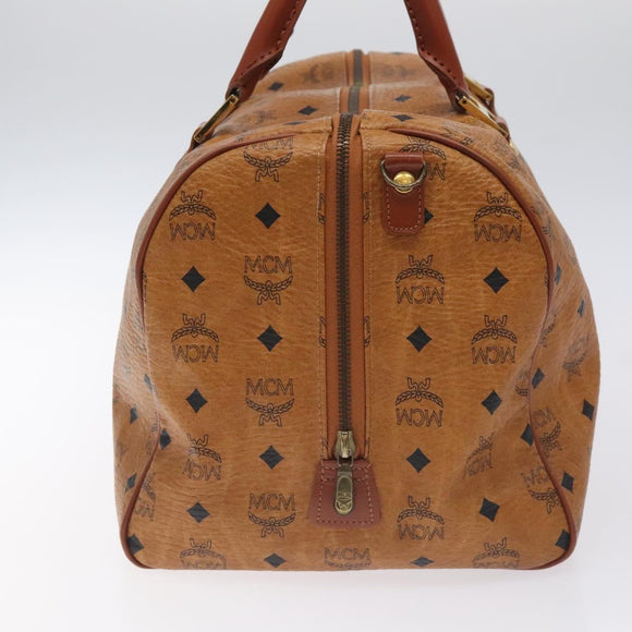 MCM Logogram Vicetos Boston Bag PVC Leather 2way Brown Gold Auth 126956