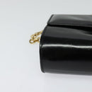 Salvatore Ferragamo Gancini Chain Bag Patent Leather Black Gold Auth 126967-9