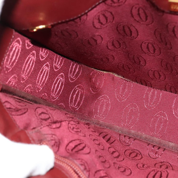CARTIER Must Line Shoulder Bag Leather Bordeaux Gold Auth 126970