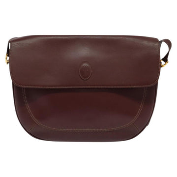 CARTIER Must Line Shoulder Bag Leather Bordeaux Gold Auth 126970 - 0
