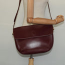 CARTIER Must Line Shoulder Bag Leather Bordeaux Gold Auth 126970-21