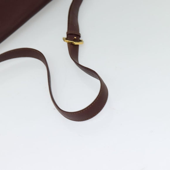 CARTIER Must Line Shoulder Bag Leather Bordeaux Gold Auth 126970