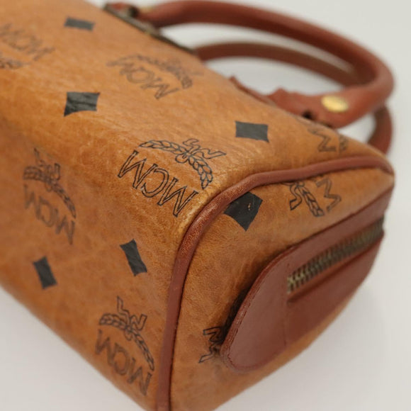 MCM Logogram Vicetos Hand Bag PVC Leather 2way Brown Gold Auth 126977