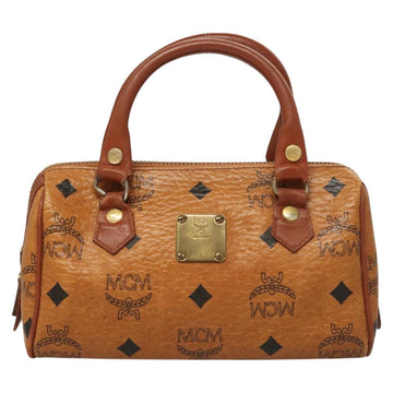 MCM Logogram Vicetos Hand Bag PVC Leather 2way Brown Gold Auth 126977 - 0