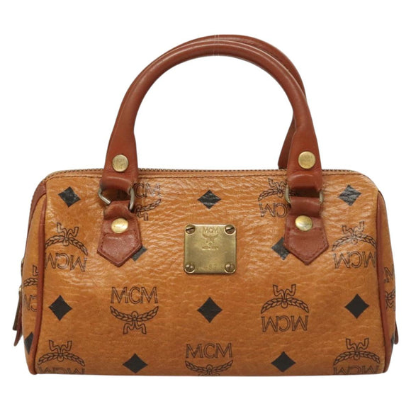 MCM Logogram Vicetos Hand Bag PVC Leather 2way Brown Gold Auth 126977