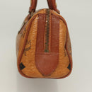 MCM Logogram Vicetos Hand Bag PVC Leather 2way Brown Gold Auth 126977-4
