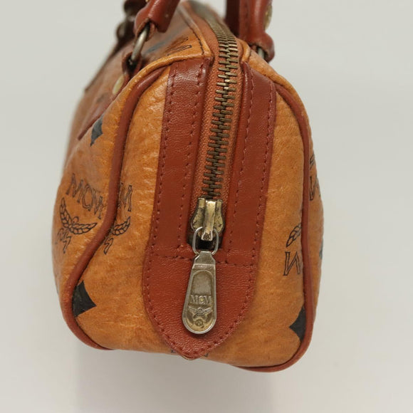 MCM Logogram Vicetos Hand Bag PVC Leather 2way Brown Gold Auth 126977