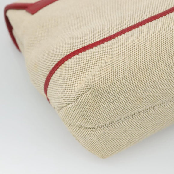 BALLY Hand Bag Canvas 2way Beige Gold Auth 126979