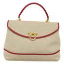 BALLY Hand Bag Canvas 2way Beige Gold Auth 126979-13