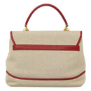 BALLY Hand Bag Canvas 2way Beige Gold Auth 126979-2
