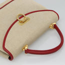 BALLY Hand Bag Canvas 2way Beige Gold Auth 126979-6