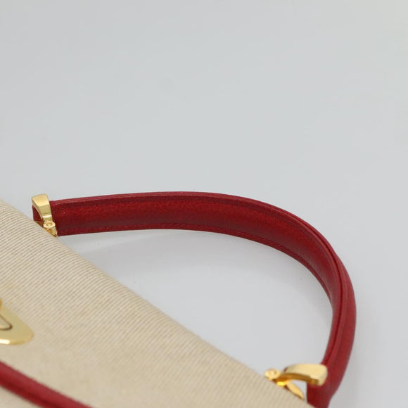 BALLY Hand Bag Canvas 2way Beige Gold Auth 126979