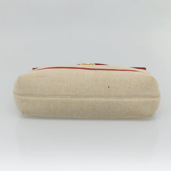 BALLY Hand Bag Canvas 2way Beige Gold Auth 126979