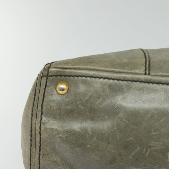 PRADA Hand Bag Leather 2way Gray Gold Auth 126985