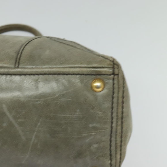 PRADA Hand Bag Leather 2way Gray Gold Auth 126985