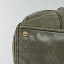 PRADA Hand Bag Leather 2way Gray Gold Auth 126985-15