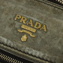 PRADA Hand Bag Leather 2way Gray Gold Auth 126985-17