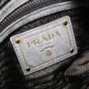 PRADA Hand Bag Leather 2way Gray Gold Auth 126985-10