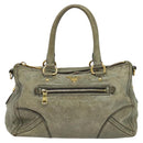 PRADA Hand Bag Leather 2way Gray Gold Auth 126985-13