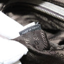 PRADA Hand Bag Leather 2way Gray Gold Auth 126985-21