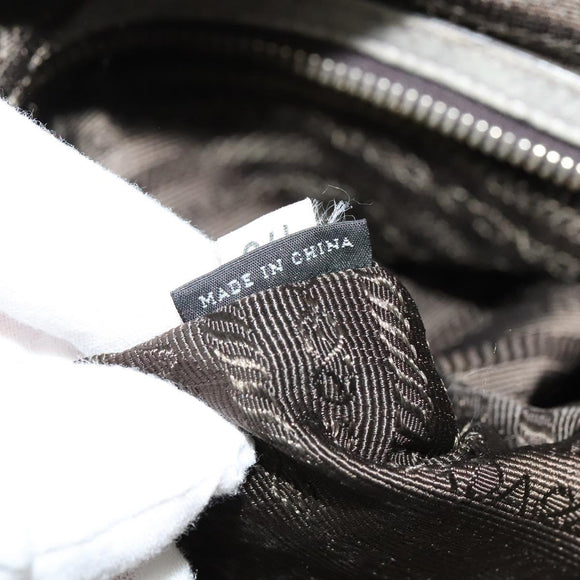 PRADA Hand Bag Leather 2way Gray Gold Auth 126985