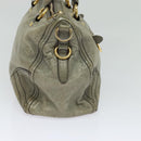 PRADA Hand Bag Leather 2way Gray Gold Auth 126985-3