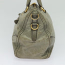 PRADA Hand Bag Leather 2way Gray Gold Auth 126985-4