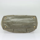 PRADA Hand Bag Leather 2way Gray Gold Auth 126985-5