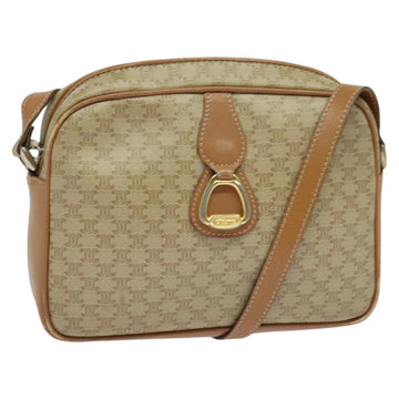 CELINE Macadam Canvas Shoulder Bag Beige Gold Auth 126988