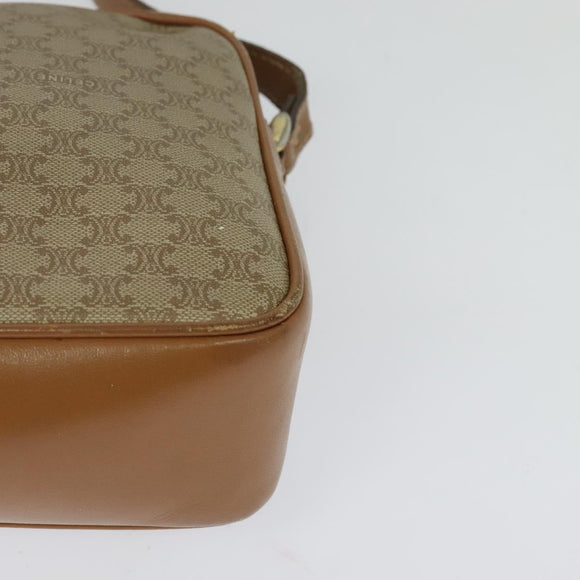 CELINE Macadam Canvas Shoulder Bag Beige Gold Auth 126988
