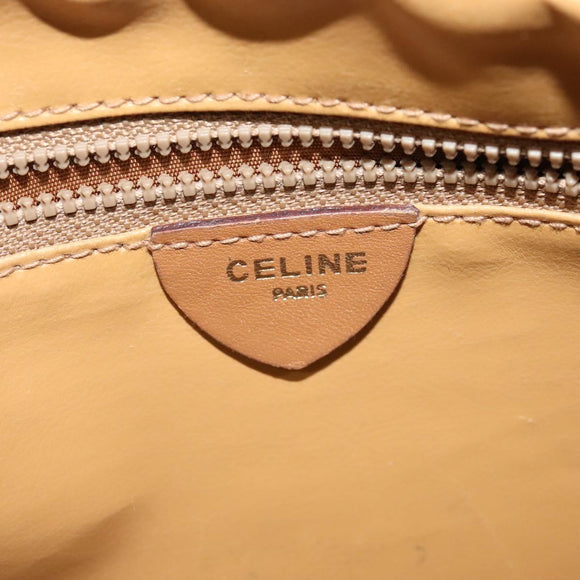 CELINE Macadam Canvas Shoulder Bag Beige Gold Auth 126988